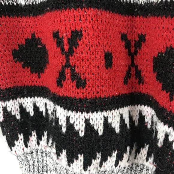 Vtg 90s Sweater Slouchy Gray Black Red Graphic Knit Top Size Small Arrows USA - Picture 4 of 5